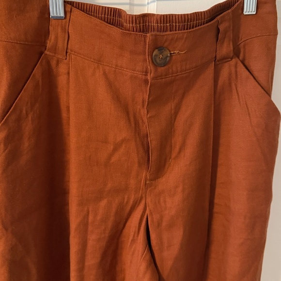 Cabi Cruise Crop Pants Linen Blend Elastic Waist Back Spring 2024 Sienna Small - Picture 2 of 8